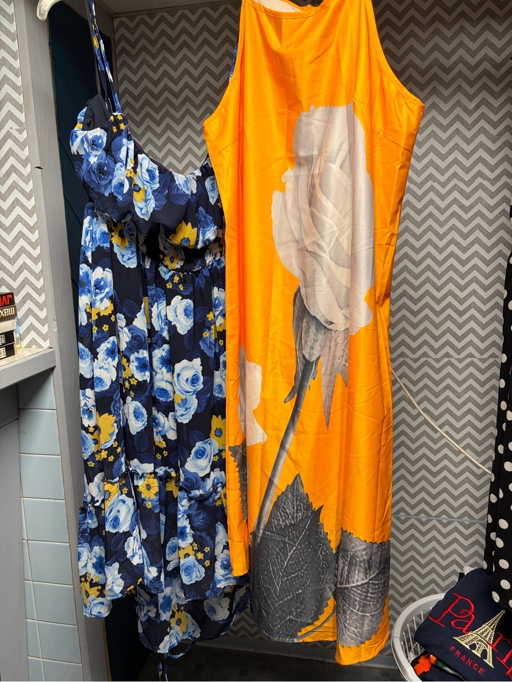 ~Bundle of 2~ Bright Orange & Blue Floral Dress Lot with Flower Prints 2X